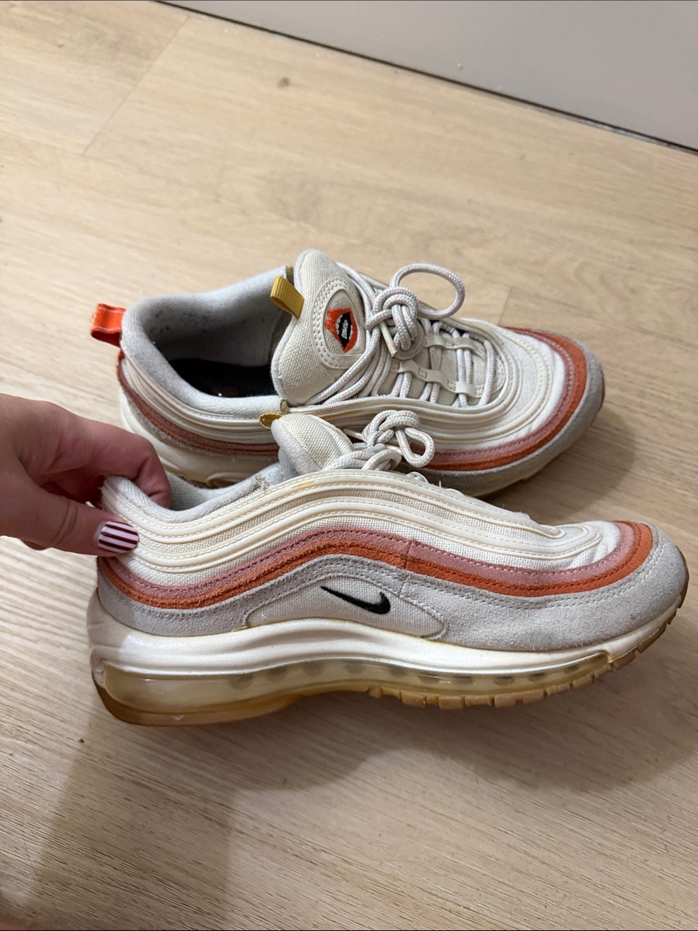 Nike Kids Air Max 97 in Cream and Orange